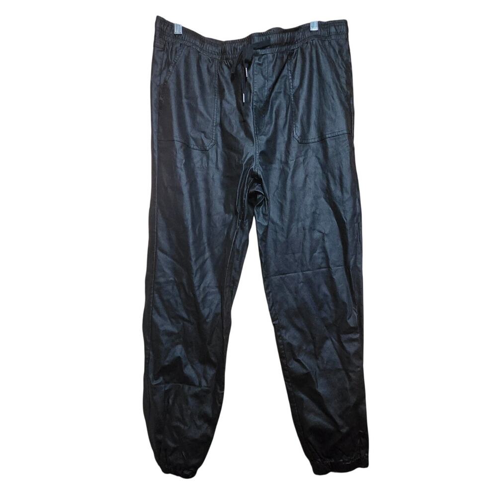 Black Pull On Faux Vegan Leather Pants with Pockets Size 1X